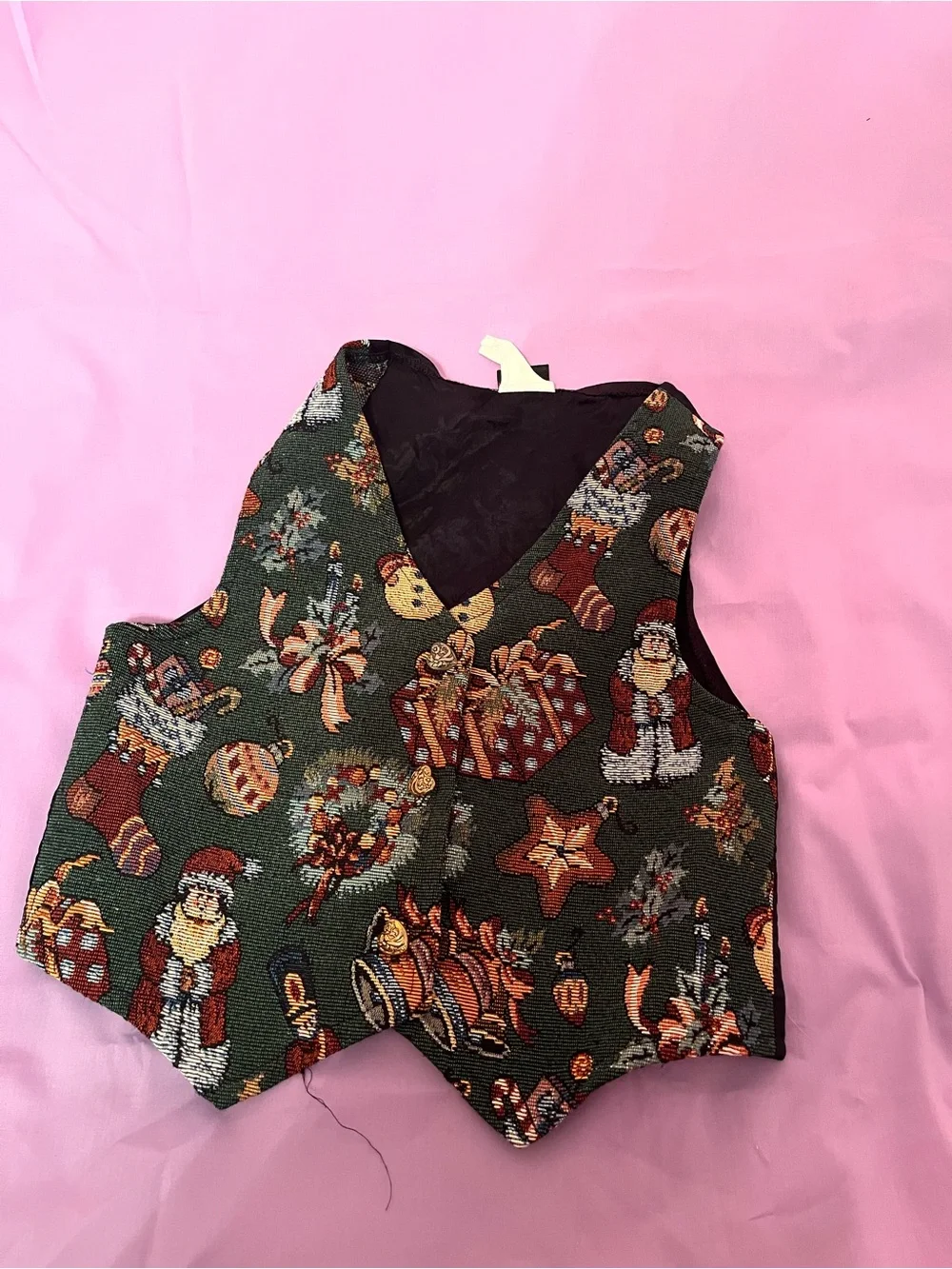 Holiday Santa Pattern Green Kids Vest - Unbranded